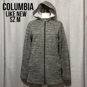 Columbia Full Zip Better Sweater Knit Hooded JacketOlive-Sz M-Longer Length-EUC